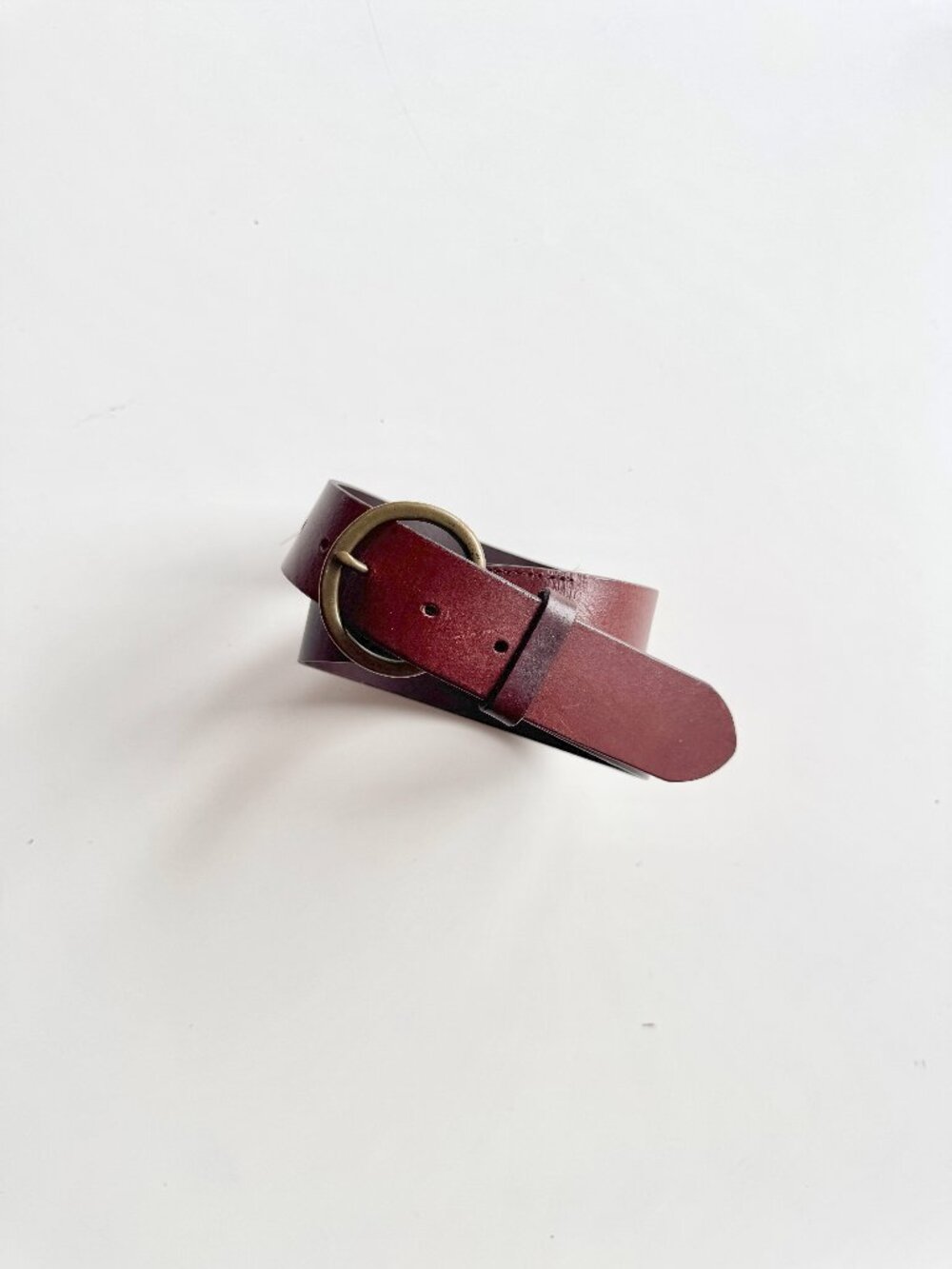 GAP Made in USA Duo Dark Brown Leather Solid Brass Buckle Belt, Size S